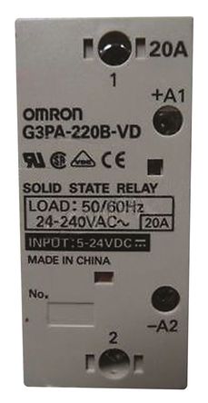 Omron - G3PA-220B-VD DC5-24 - Omron 20 A ̰װ ̵̬ G3PA-220B-VD DC5-24, ˫ɿع迪Ԫ, 㽻л, 264 V		
