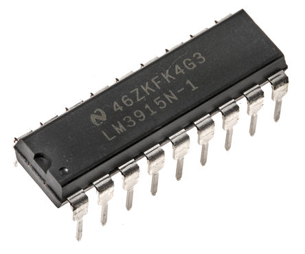 Texas Instruments - LM3915N-1/NOPB - Texas Instruments LM3915N-1/NOPB 10 10 LED ʾ, 3.3 V, 5 V, 9 V, 12 V, 15 V, 18 V, 24 V, 18 MDIPװ		