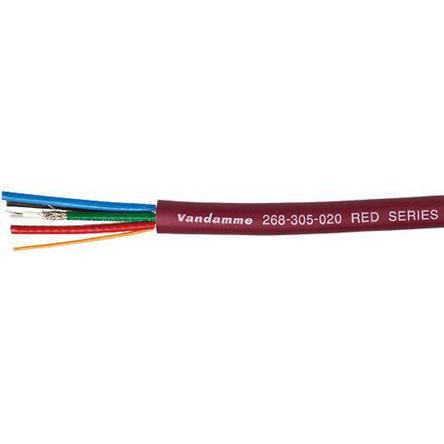 Van Damme - 268-305-020 - Van Damme 50m 5 芯 75 Ω 红色 屏蔽 音视频组合电缆 268-305-020, 9.6mm 外径		