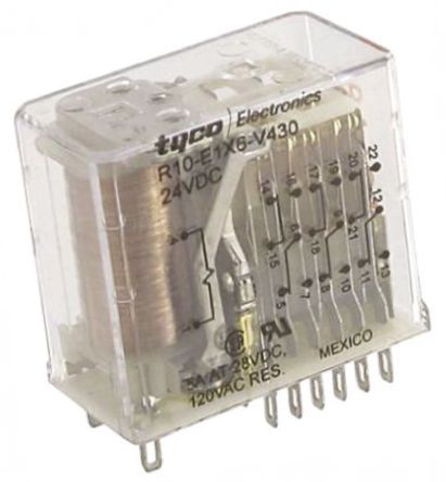 TE Connectivity - R10-E1X6-V430 - TE Connectivity R10-E1X6-V430 6 刀双掷 非闭锁继电器, 24V		