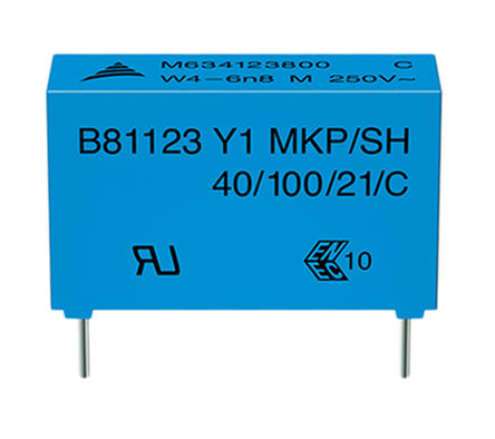EPCOS - B81123C1102M000 - EPCOS B81123 ϵ 1nF ۱ϩ (PP) B81123C1102M000, 20%, 3 kV ֱ500 V 		