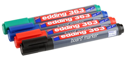 Edding - 363/4S - Edding 4支装 杂色笔 凿形 白板笔 363/4S, 1 → 5 mm笔尖		