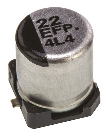 Panasonic - EEEFP1E220AR - Panasonic FP SMD ϵ�� 25 V ֱ�� 22��F SMD ���������� EEEFP1E220AR, ��20%�ݲ�, 360m��(��ֵ����), ���+105��C, C��װ		