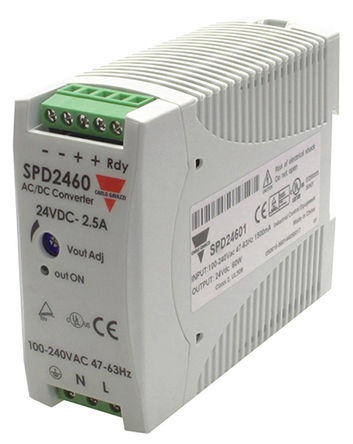 Carlo Gavazzi - SPD24601B - Carlo Gavazzi 60W ģʽ DIN Դ SPD24601B, 89%Ч, 264V ac, 2.5A, 24V dc 24V dc/		