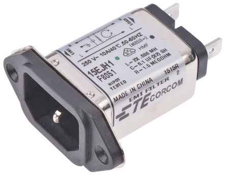 TE Connectivity - 15EJH1 - TE Connectivity װ C14 IEC ˲ ͷ 6609008-5, ζ˽, 15A, 250 V 		