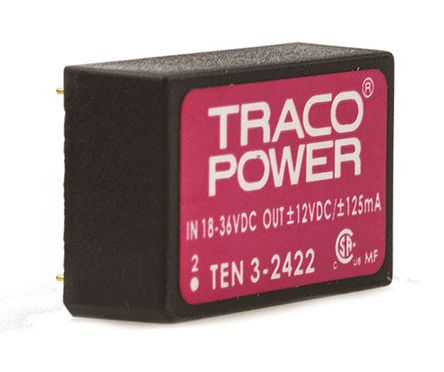 TRACOPOWER - TEN 3-2422 - TRACOPOWER TEN 3 ϵ 3W ʽֱ-ֱת TEN 3-2422, 18  36 V ֱ, 12V dc, 125mA, 1.5kV dcѹ, 82%Ч		