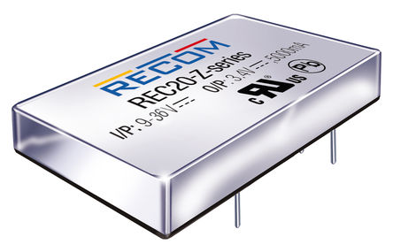 Recom - REC20-2415DZ - Recom REC20-Z ϵ 20W ʽֱ-ֱת REC20-2415DZ, 9  36 V ֱ, 15V dc, Maximum of 667mA, 1.6kV dcѹ		