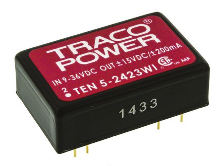 TRACOPOWER - TEN 5-2423WI - TRACOPOWER TEN 5WI ϵ 6W ʽֱ-ֱת TEN 5-2423WI, 9  36 V ֱ, 15V dc, 200mA, 1.5kV dcѹ, 83%Ч		