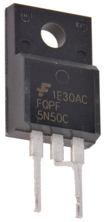 Fairchild Semiconductor - FQPF5N50CYDTU - Fairchild Semiconductor QFET ϵ N Si MOSFET FQPF5N50CYDTU, 5 A, Vds=500 V, 3 TO-220Fװ		