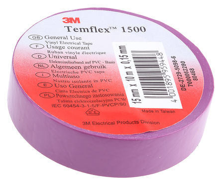 3M - DE-2729-5098-6 - 3M Temflex? 1500 ɫ PVC Ե 80468, 6000Vѹ, 10m x 15mm x 0.15mm		