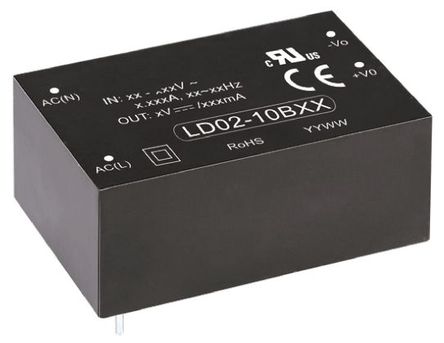 RS Pro - LD02-10B15 - RS Pro 2W  ǶʽģʽԴ SMPS LD02-10B15, 120  430 V dc, 85  305 V ac, 15V dc, 133mA, 76%Ч		