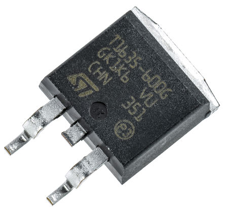 STMicroelectronics - T1635-600G - STMicroelectronics T1635-600G ˫ɿع迪Ԫ, 16A, 600Vֵ, 35mA 1.3V, 3 D2PAKװ		