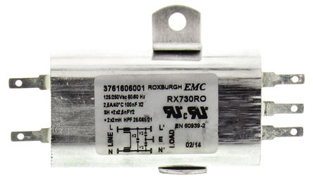 Roxburgh EMC - RX730RO - Roxburgh EMC RX730 ϵ 2.5A 250 V , 60Hz ̰װ RFI ˲ RX730RO, װƬӶ		