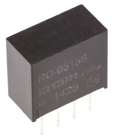 Recom - RO-0515S - Recom RO ϵ 1W ʽֱ-ֱת RO-0515S, 4.5  5.5 V ֱ, 15V dc, 66mA, 1kV dcѹ, SIPװ		
