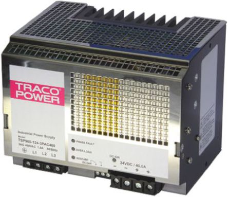 TRACOPOWER - TSP960-124-3PAC400 - TRACOPOWER 960W ģʽ DIN 尲װԴ TSP960-124-3PAC400, 92%Ч, 440V ac, 40A, 24V dc 24V dc/		