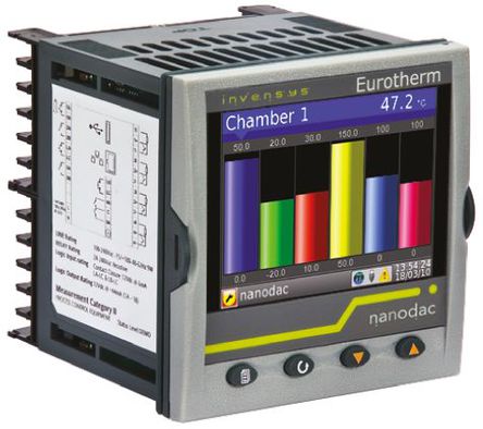 Eurotherm - NANODAC/VL/C/X/LRR - Eurotherm NANODAC/VL/C 4输入 图形 图表记录仪, 测量电流、毫伏、电阻、温度、电压		