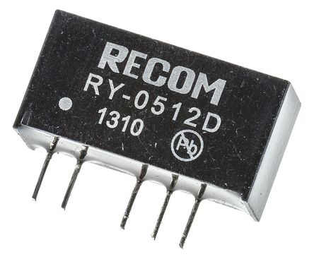 Recom - RY-0512D - Recom RY ϵ 1W ʽֱ-ֱת RY-0512D, 4.75  5.25 V ֱ, 12V dc, 42mA, 1kV dcѹ, SIPװ		