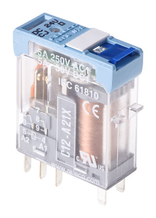 Releco - C12A21X24D - Releco C12A21X24D ˫˫ PCB װ Ǳ̵, 5 A, 24V dc		