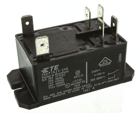 TE Connectivity - T92P7A22-240 6-1393211-2 - TE Connectivity T92P7A22-240 6-1393211-2 DPNO װ Ǳ̵, 240V ac		