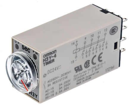 Omron - H3Y-4 DC24 10S - Omron H3Y-4 ϵ  ʱ̵ H3Y-4 DC24 10S, 0.5  10 s, 4, 4PDT, 24 V ֱ		