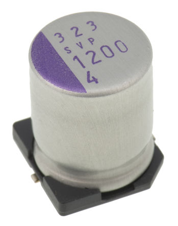 Panasonic - 4SVP1200M - Panasonic OS-CON ϵ 4 V ֱ 1200F SMD ۺ ۺ 4SVP1200M, 20%ݲ, 12m(ֵ), +105C, F12װ		