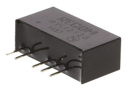 Recom - RY-1212S - Recom 1W ʽֱ-ֱת RY-1212S, 11.4  12.6 V ֱ, 12V dc, 84mA, 1kV dcѹ, 66%Ч, SIPװ		