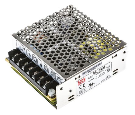 RS Pro - RD-50B - RS Pro 53.6W 2 ǶʽģʽԴ SMPS RD-50B, 125  373 V dc, 88  264 V ac, 5 V dc, 24 V dc, 1.4 A, 4 A		
