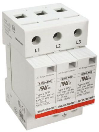 Bourns - 1250-3S-400 - Bourns 1250 ϵ 600 V  50kA 3  1250-3S-400, DIN 찲װ, 54 x 67 x 90mm		