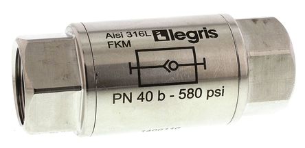 Legris - 4890 21 21 - Legris 1/2 in G 不锈钢 单 止回阀 4890 21 21, 40 Bar最大工作压力		