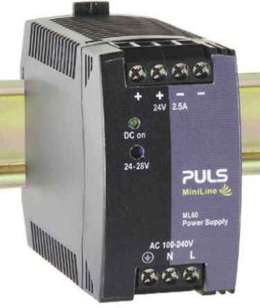 PULS - ML60.122 - PULS 54W ģʽ DIN 尲װԴ ML60.122, 84.1 %, 85.8 %, 87.6 %Ч, 240V ac, 4.5A, 15V dc 12V dc/		