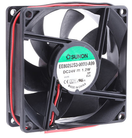 Sunon - EE80252S3-000U-A99 - Sunon EE ϵ 1.3W 24 V ֱ  EE80252S3-000U-A99, 56m3/h, 2600rpm, 80 x 80 x 25mm		