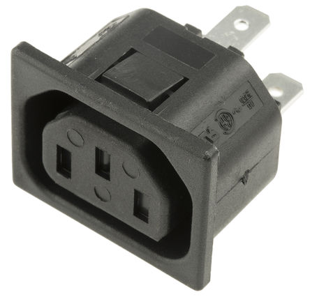 Bulgin - PX0783/15/63 - Bulgin Ƕʽ C13 IEC ͷ PX0783/15/63, Ӷ˽, 10A, 250 V 		