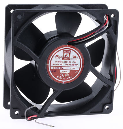 RS Pro - OD1238-48HB01A - RS Pro OD1238 ϵ 9.6W 48 V ֱ  OD1238-48HB01A, 170m3/h, 3000rpm, 120 x 120 x 38mm		