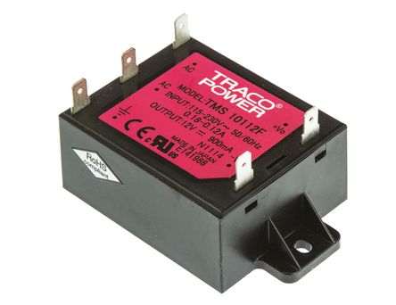 TRACOPOWER - TMS 10112F - TRACOPOWER 10W  ǶʽģʽԴ SMPS TMS 10112F, 110  375 V dc, 85  264 V ac, 12V dc, 900mA, 78%Ч		