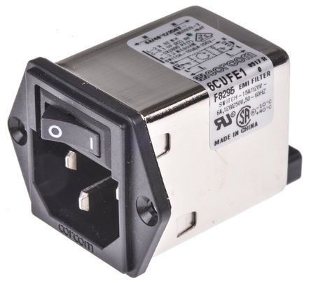 TE Connectivity - 6CUFE1 - TE Connectivity װ C14 IEC ˲ ͷ 2-1609113-4, ζ˽, 6A, 120 V 250 V 		
