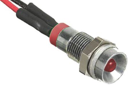 RS Pro - Q6R7CXXR02E - RS Pro Q6R7CXXR02E 3 mm  ɫ LED ָʾ, ߽Ӷ, 6mmװ׳ߴ, 2 V ֱ		