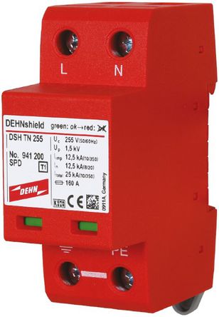 Dehn - DSH TN 255 - Dehn DSH ϵ 255 V  12.5 kA, 25 kA  DSH TN 255, DIN 찲װ, 36 x 72 x 90mm		