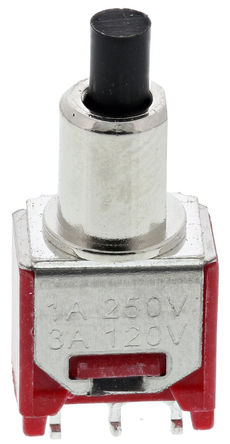 RS Pro - 8MS8P1B6M6QES - RS Pro 8MS8P1B6M6QES ɫ On-(On) ˫ PCB ť, 3 A @ 120 V 		