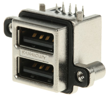 Amphenol - MUSBC11130 - Amphenol MUSB ϵ 2 ˿ ֱ USBType A A  USB  MUSBC11130, ͨ, 100 V ֱ, 1.5A		