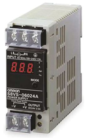 Omron - S8VS-06024A - Omron 60W ģʽ DIN Դ S8VS-06024A, 83%Ч, 240V ac, 2.5A, 24V dc 24V dc/		