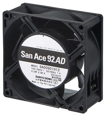 Sanyo Denki - 9AD0901H121 - Sanyo Denki San Ace 92AD ϵ 4.5W 240 V  9AD0901H121, 90m3/h, 3850rpm, 92 x 92 x 38mm		