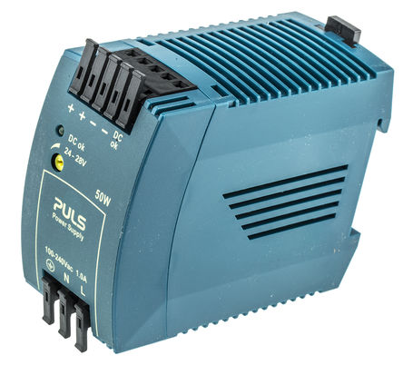 PULS - ML50.100 - PULS 50W ģʽ DIN 尲װԴ ML50.100, 87.5 %, 88.4 %, 89 %Ч, 240V ac, 2.1A, 28V dc 24V dc/		