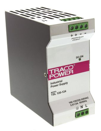 TRACOPOWER - TSL 120-124 - TRACOPOWER 120W ģʽ DIN 尲װԴ TSL 120-124, 85%Ч, 132V ac, 5A, 28V dc		