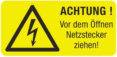 Idento - ESSW70052 - Idento ESSW70052 5װ ɫ   PVC Σվ־ “ACHTUNG! Vor dem ?ffnen Netzstecker ziehen!“		