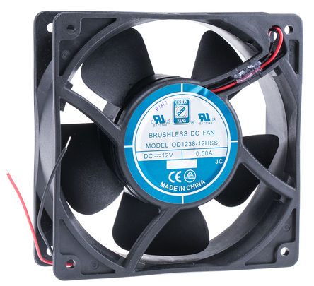 RS Pro - OD1238-12HSS - RS Pro OD1238 ϵ 4.7W 12 V ֱ  OD1238-12HSS, 178.8m3/h, 2800rpm, 120 x 120 x 38.5mm		