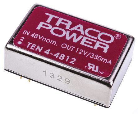 TRACOPOWER - TEN 4-4812 - TRACOPOWER TEN 4 ϵ 4W ʽֱ-ֱת TEN 4-4812, 18  72 V ֱ, 12V dc, 330mA, 1.5kV dcѹ, 85%Ч, DIP 24װ		