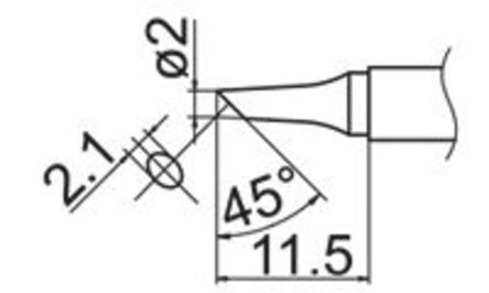 Hakko - T12-BCF2 - Hakko T12 ϵ, 2 mm 45 Բ ͷ		