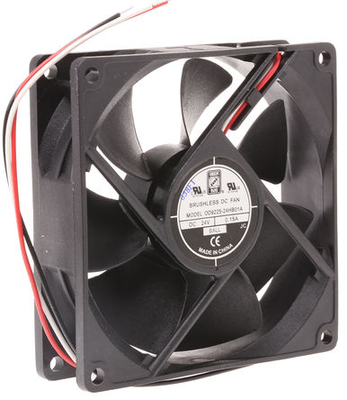 RS Pro - OD9225-24HB01A - RS Pro OD9225 ϵ 3.6W 24 V ֱ  OD9225-24HB01A, 90m3/h, 2900rpm, 92.5 x 92.5 x 25mm		