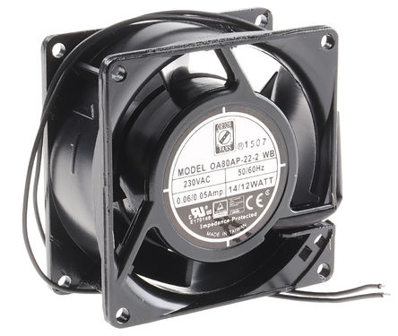 RS Pro - OA80AP-22-2WB - RS Pro OA80 ϵ 9W 230 V   OA80AP-22-2WB, 39m3/h, 2300rpm, 80 x 80 x 38mm		
