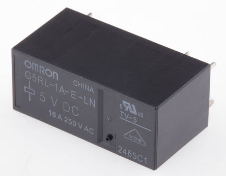 Omron - G5RL-1A-E-LN DC5 - Omron G5RL-1A-E-LN DC5  PCB װ Ǳ̵, 16 A, 5V dc		